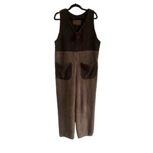 Mieko Mintz brown sherpa fleece jumpsuit size S